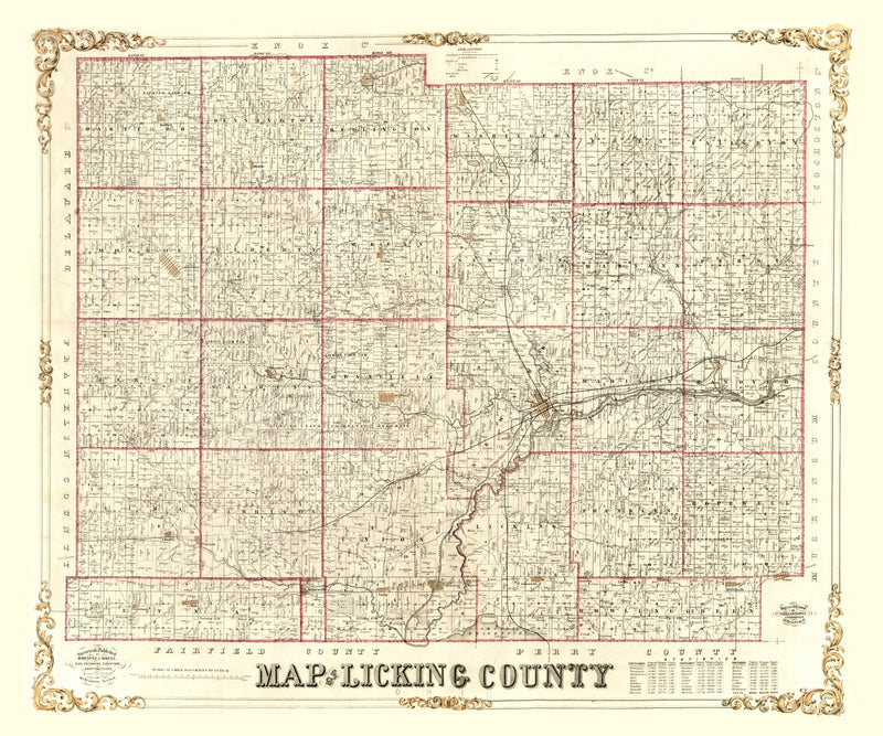 Size comparison using Vintage Map of Licking County, Ohio 1854