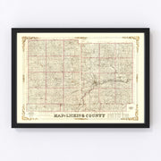 Licking County Vintage Map 1854