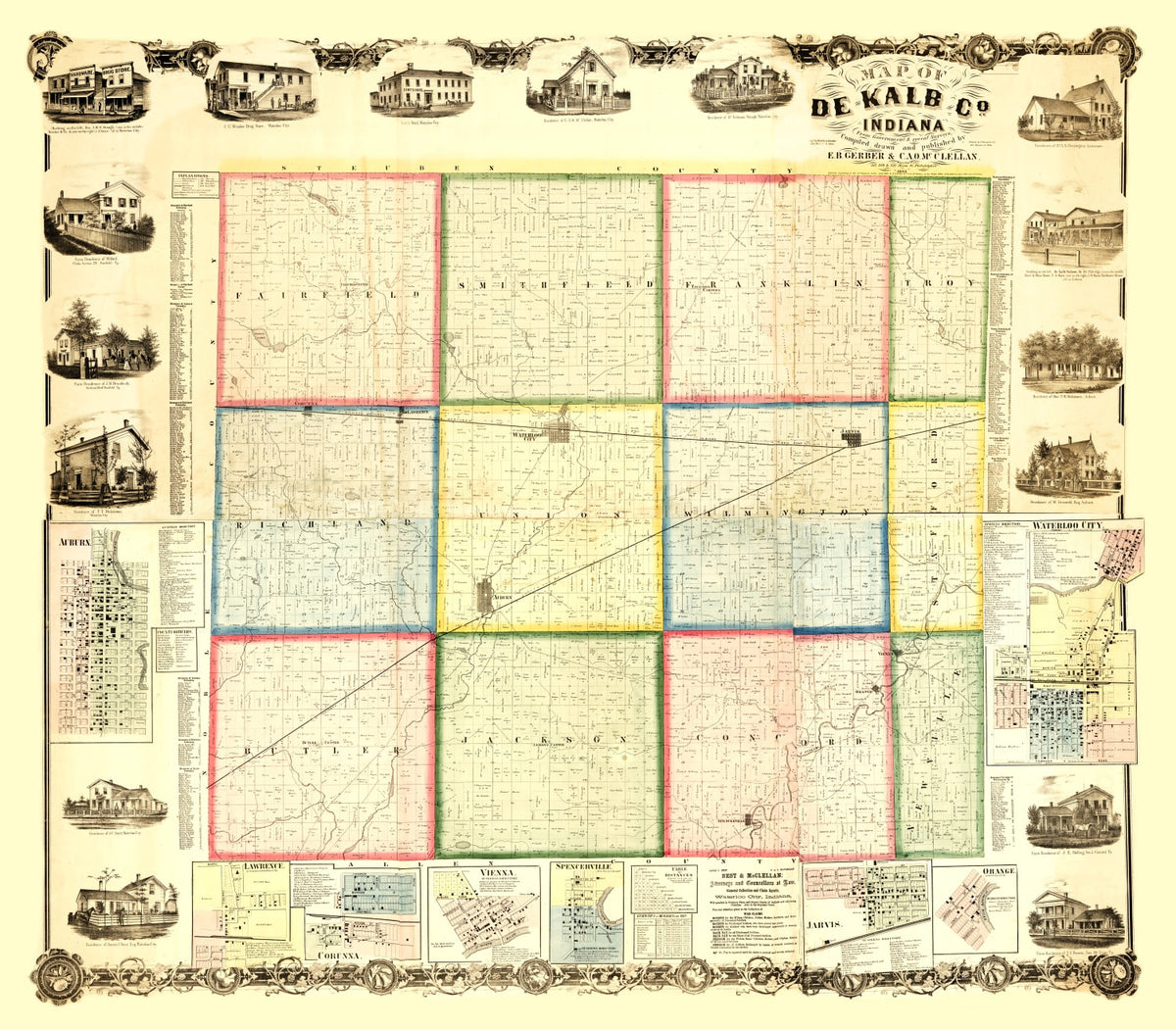 Preview of Vintage Map of De Kalb County, Ohio 1863
