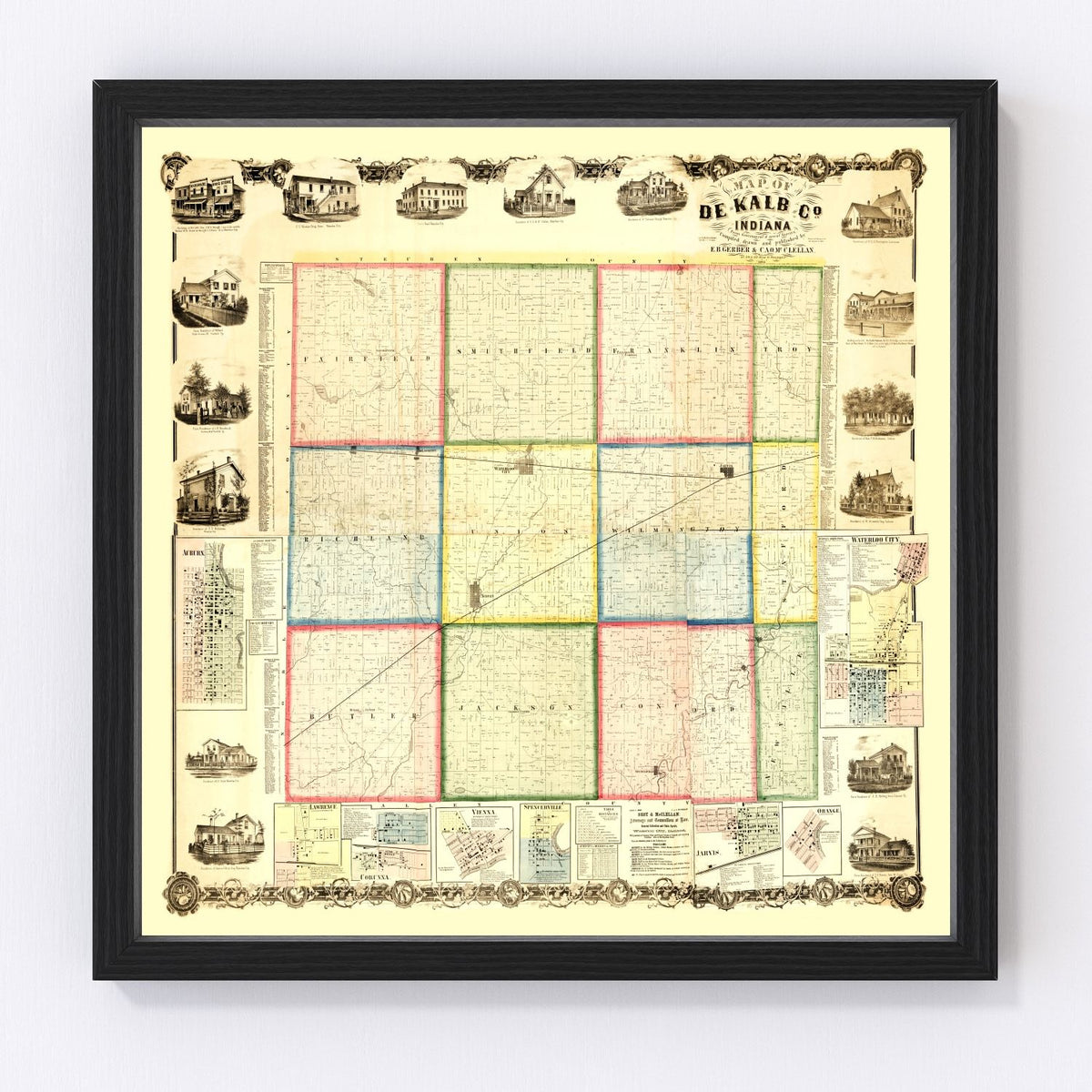 De Kalb County Vintage Map 1863