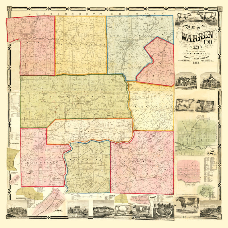 Size comparison using Vintage Map of Warren County, Ohio 1856
