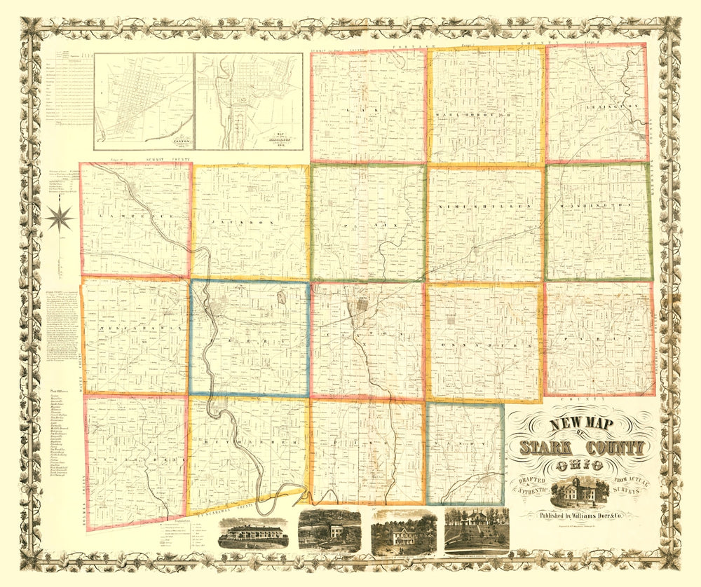 Vintage Map of Stark County, Ohio 1850 print style example