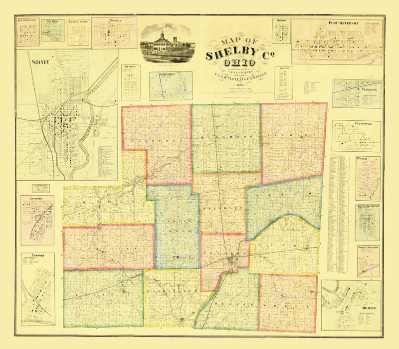 Size comparison using Vintage Map of Shelby County, Ohio 1865