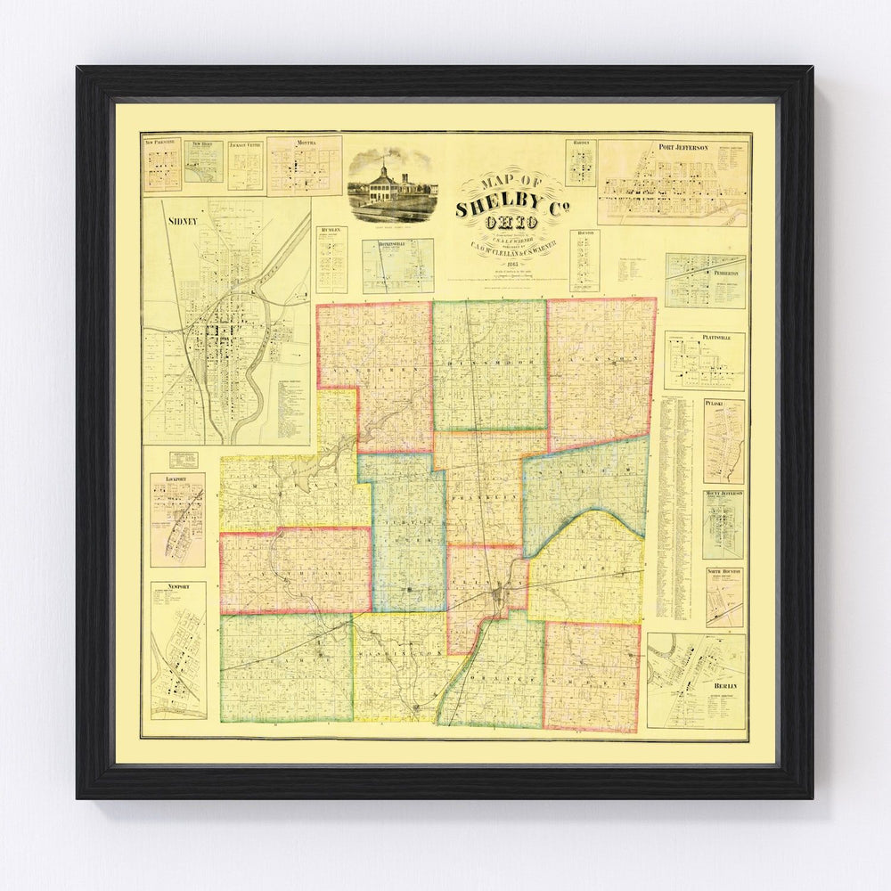 Shelby County Vintage Map 1865