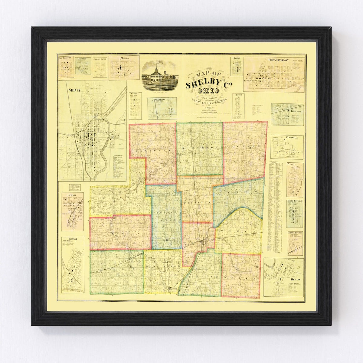 Shelby County Vintage Map 1865