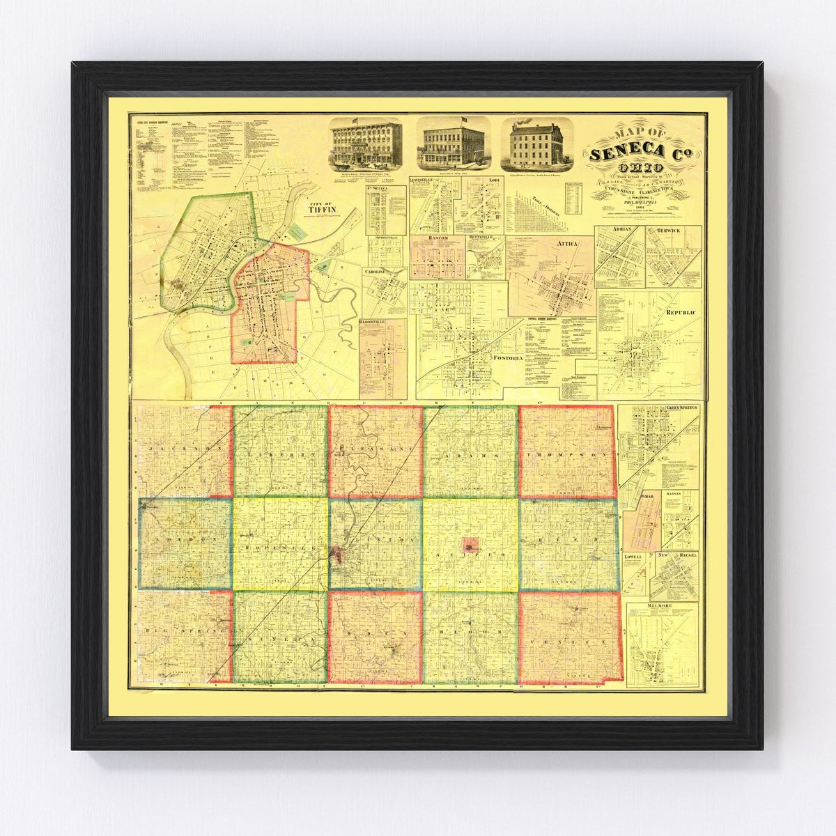 Seneca County Vintage Map 1864