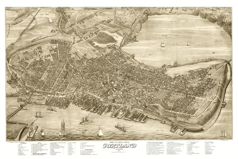 Size comparison using Vintage Map of Portland, Maine 1876