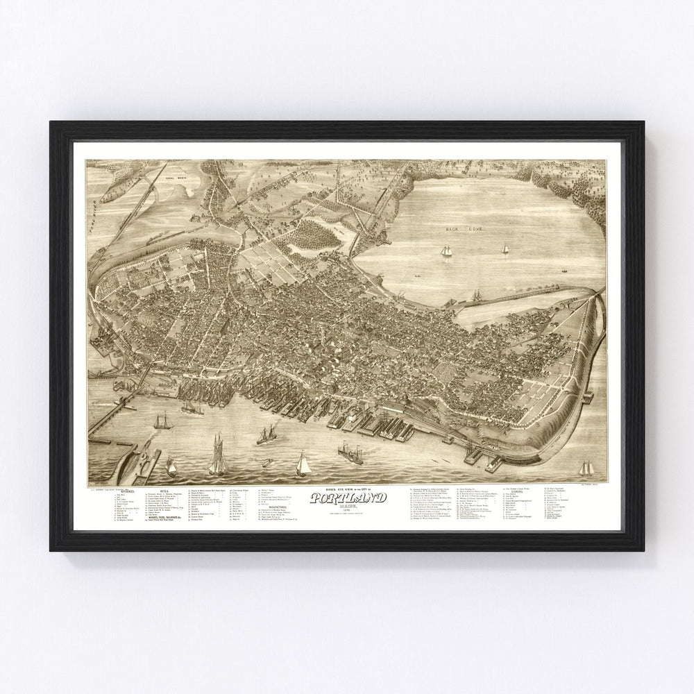 Portland Vintage Map 1876