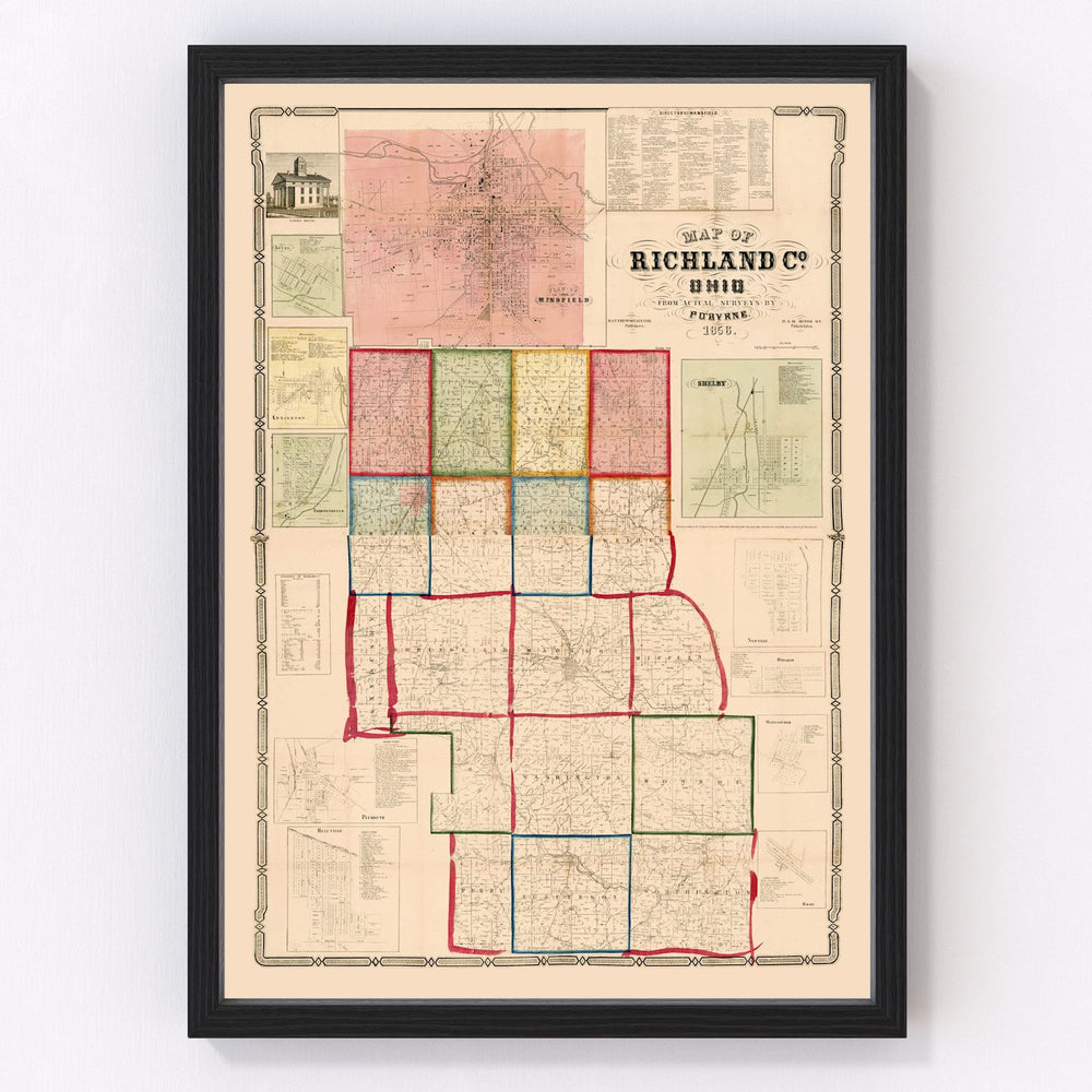 Richland County Vintage Map 1856