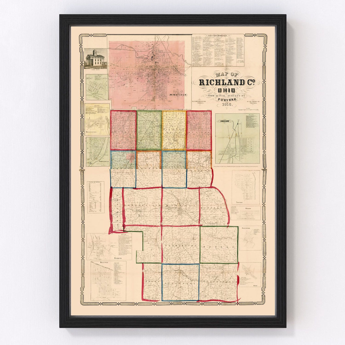 Richland County Vintage Map 1856