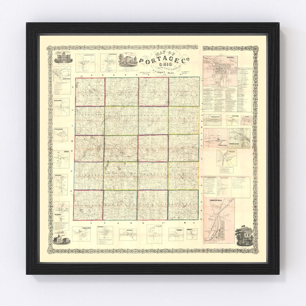 Portage County Vintage Map 1857
