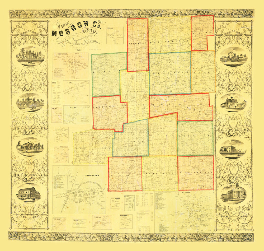 Vintage Map of Morrow County, Ohio 1857 print style example