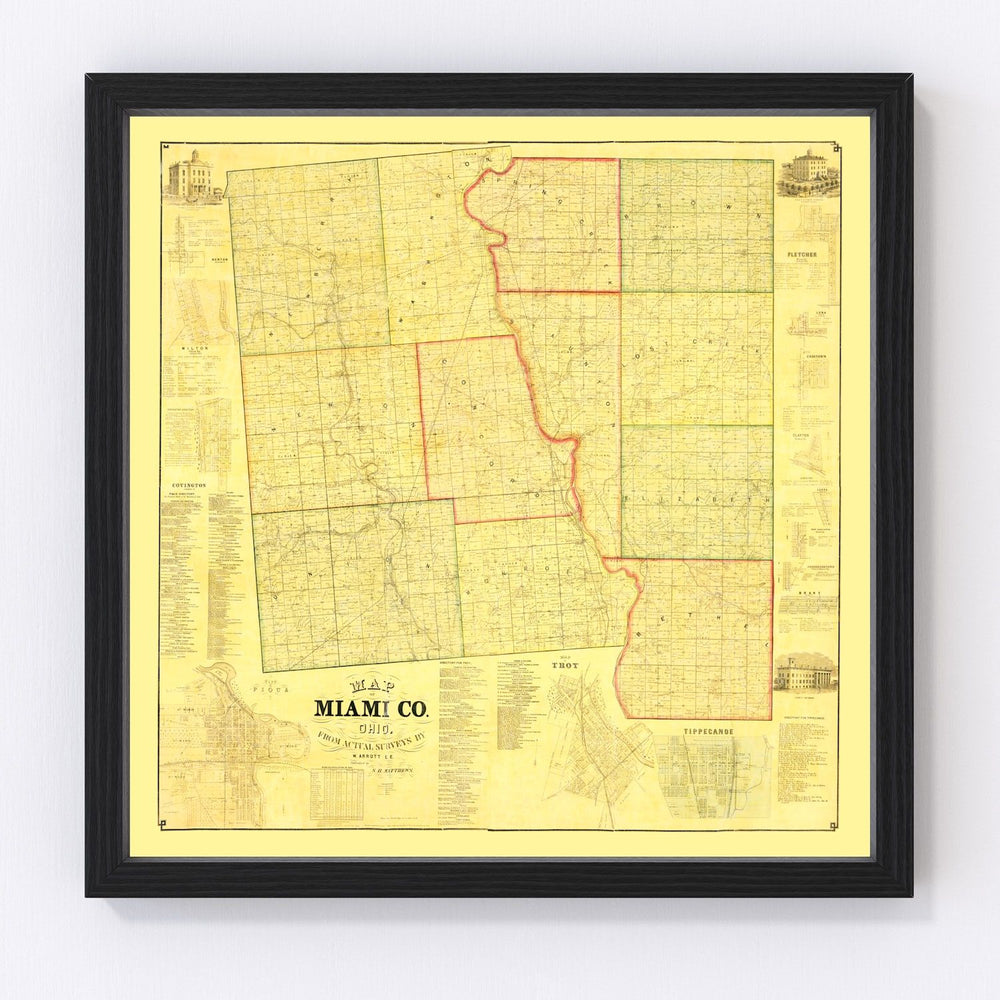 Miami County Vintage Map 1858