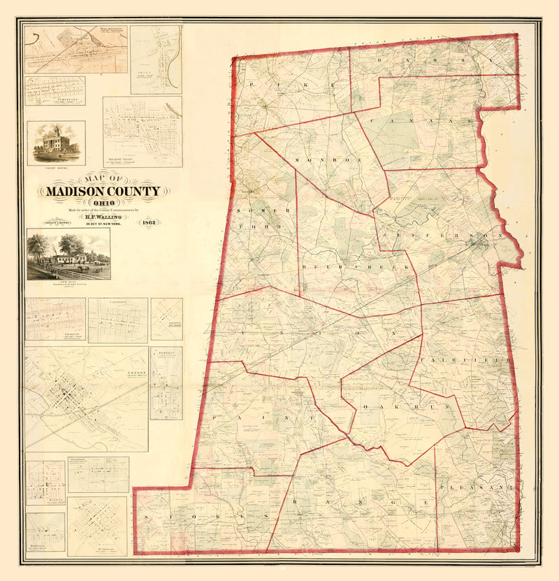 Size comparison using Vintage Map of Madison County, Ohio 1862