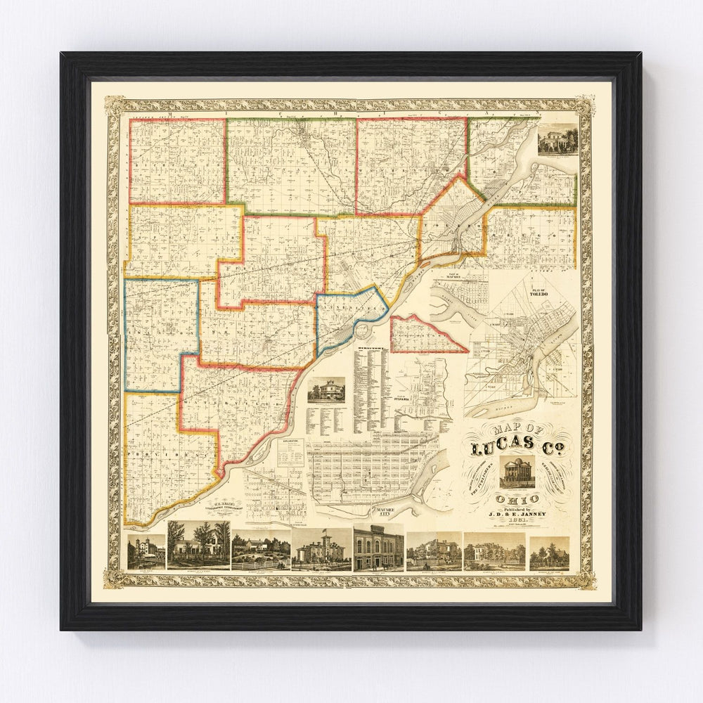 Lucas County Vintage Map 1861