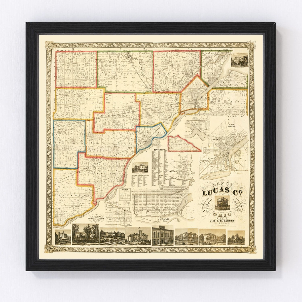 Lucas County Vintage Map 1861