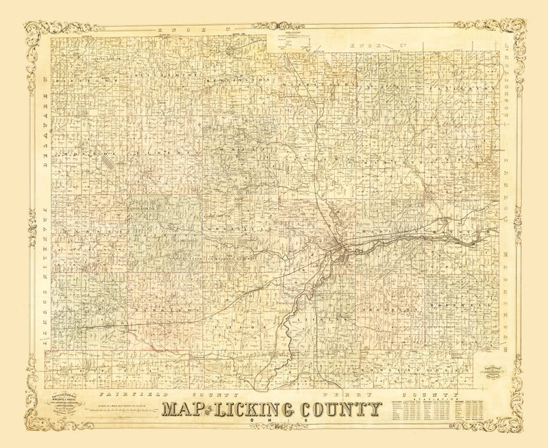 Size comparison using Vintage Map of Licking County, Ohio 1854