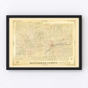Licking County Vintage Map 1854