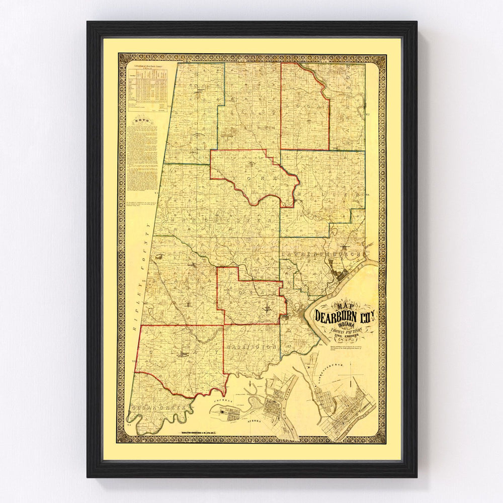Dearborn County Vintage Map 1860