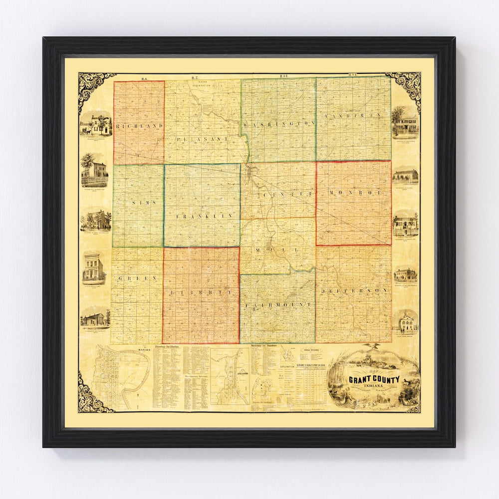 Grant County Vintage Map 1869