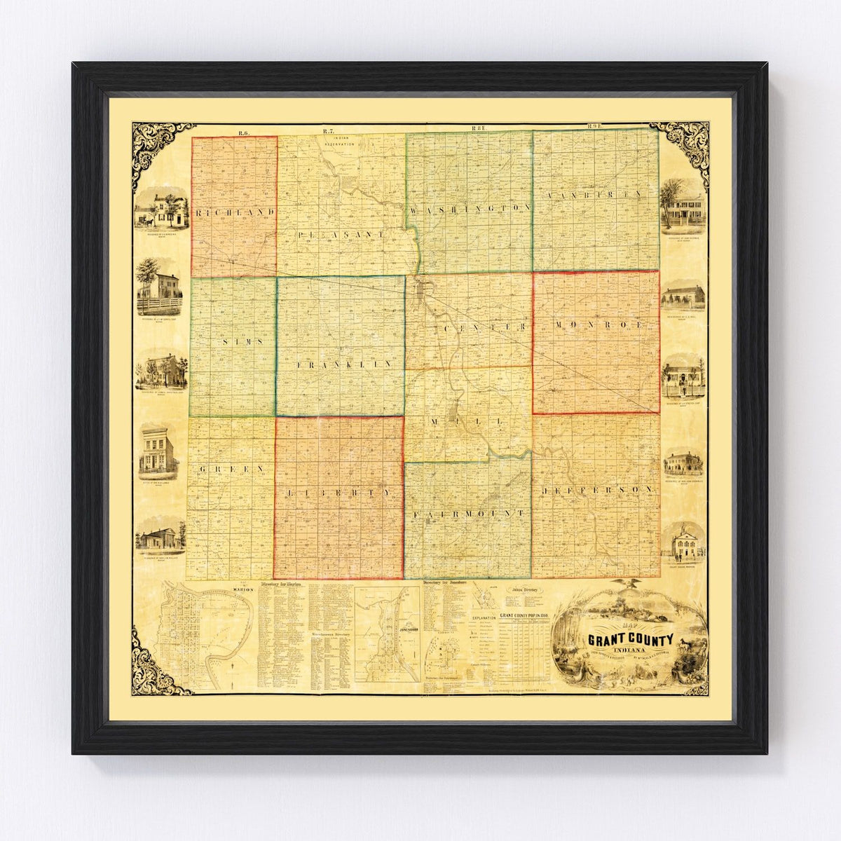 Grant County Vintage Map 1869