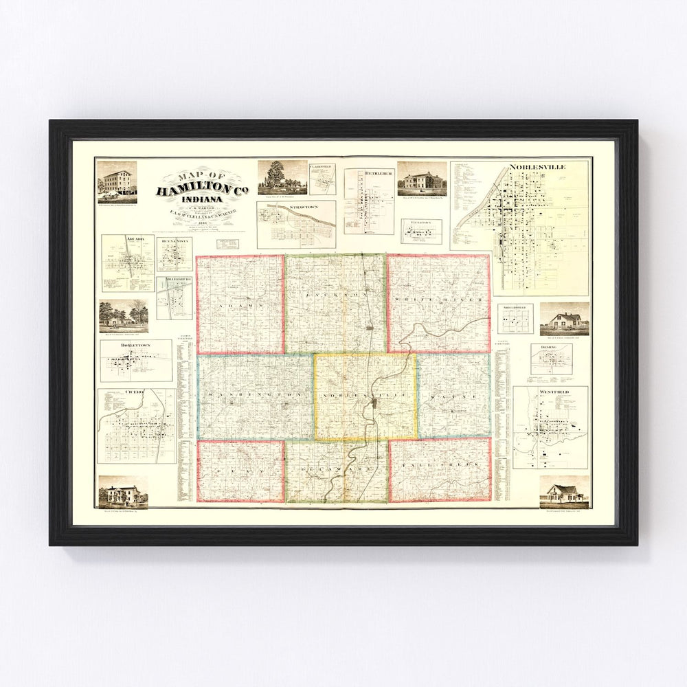 Hamilton County Vintage Map 1866