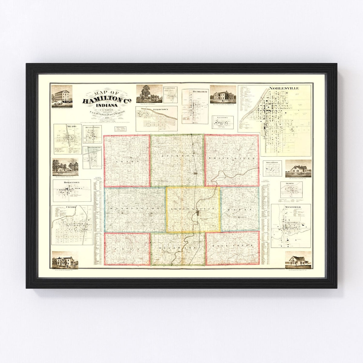 Hamilton County Vintage Map 1866