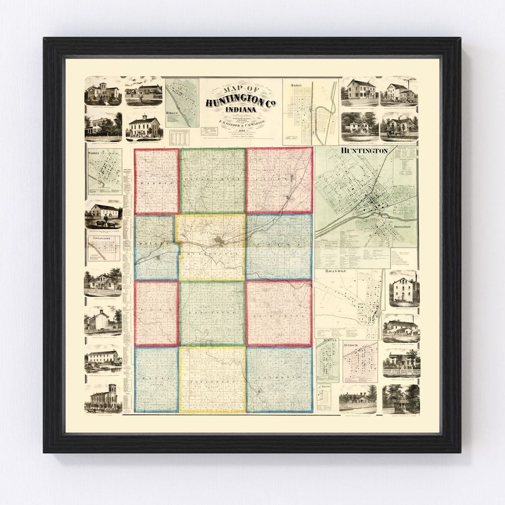 Huntington County Vintage Map 1866