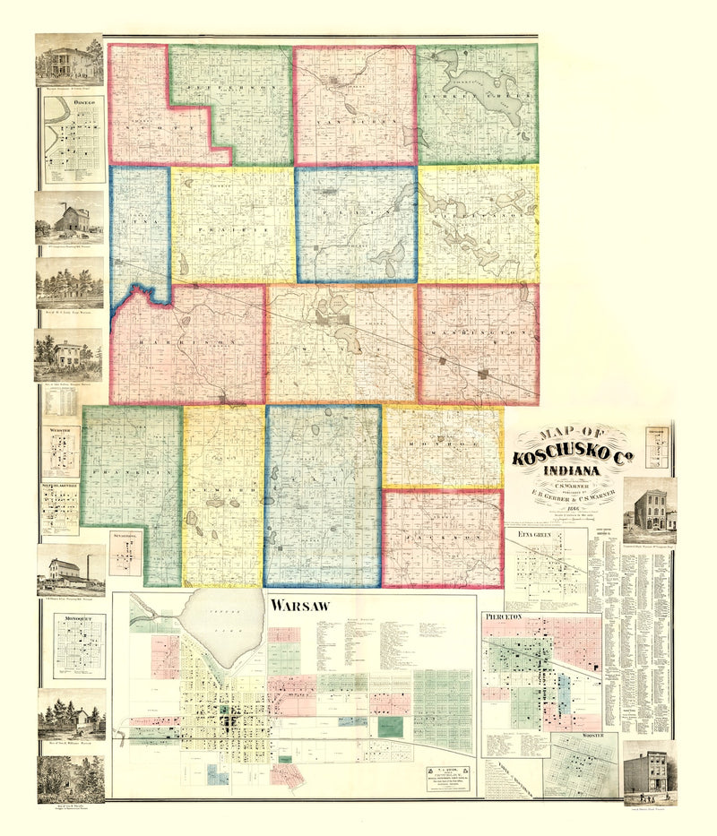 Size comparison using Vintage Map of Kosciusko County, Indiana 1866