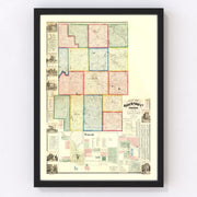 Kosciusko County Vintage Map 1866