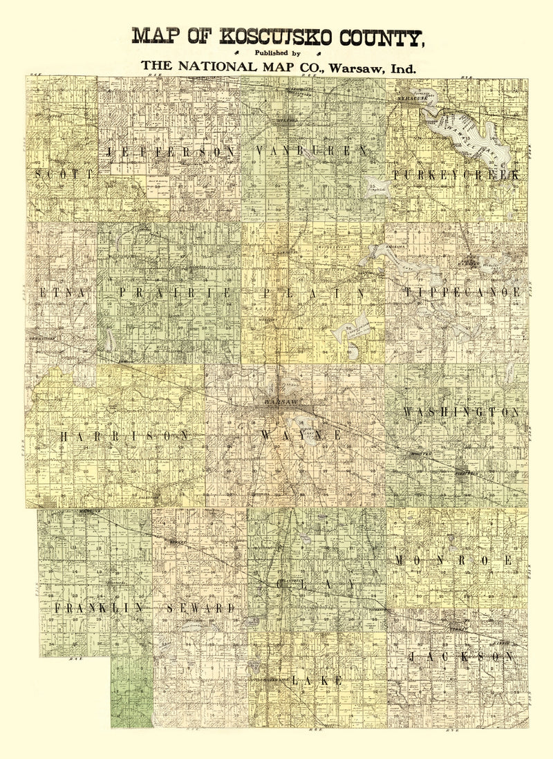 Size comparison using Vintage Map of Kosciusko County, Indiana 1909