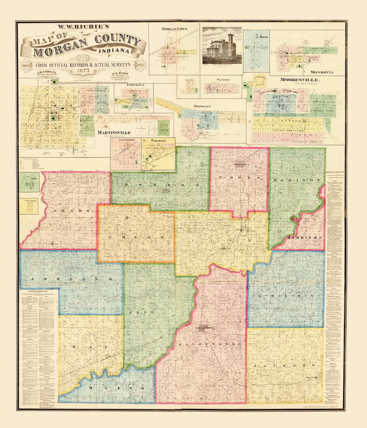 Preview of Vintage Map of Morgan County, Indiana 1875
