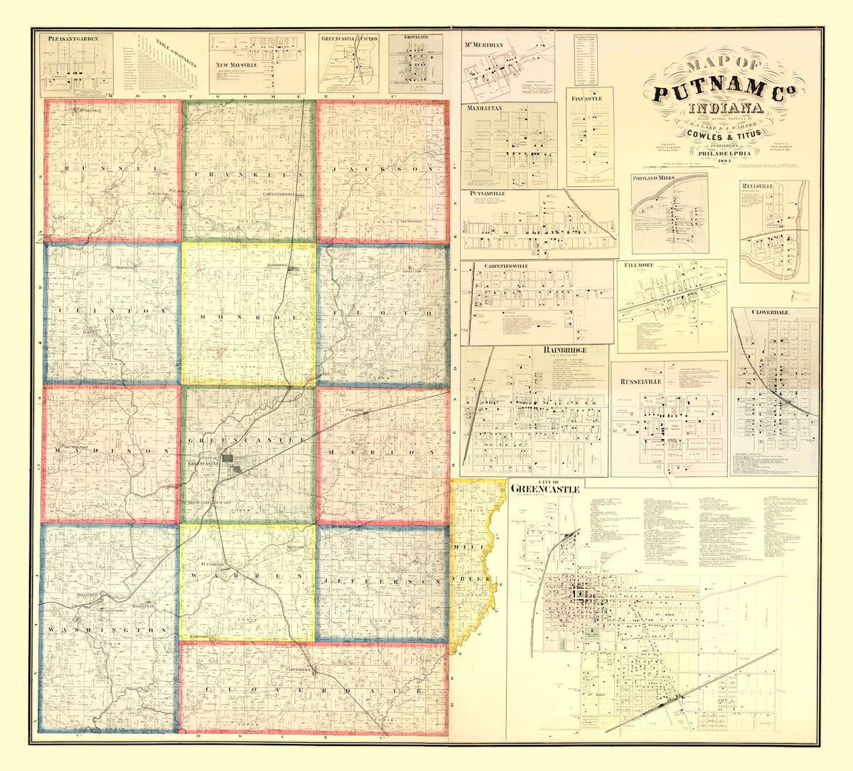Preview of Vintage Map of Putnam County, Indiana 1864