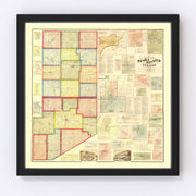 Rush County Vintage Map 1867