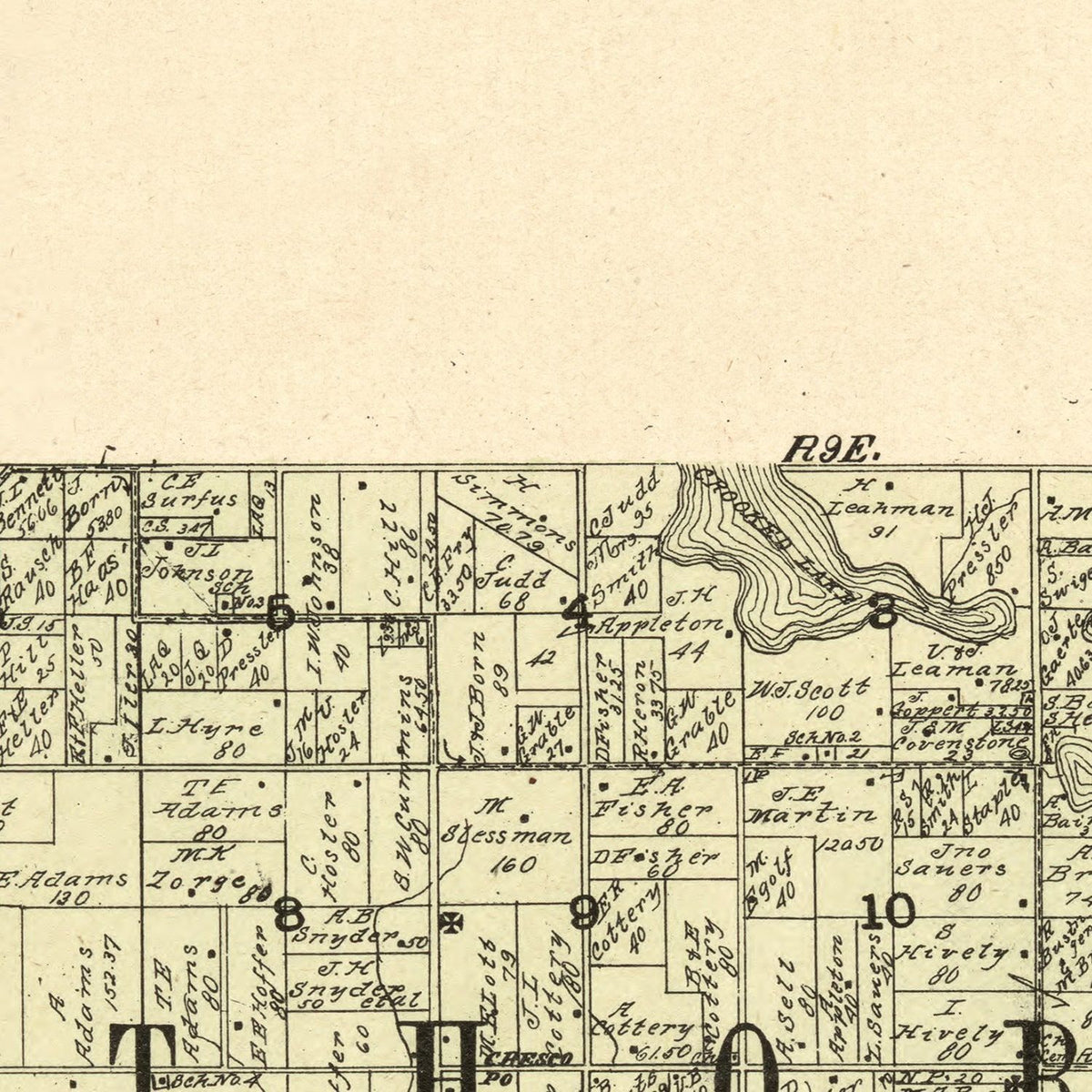 Restored historic details from the 1902 county map of Whitley County, Indiana