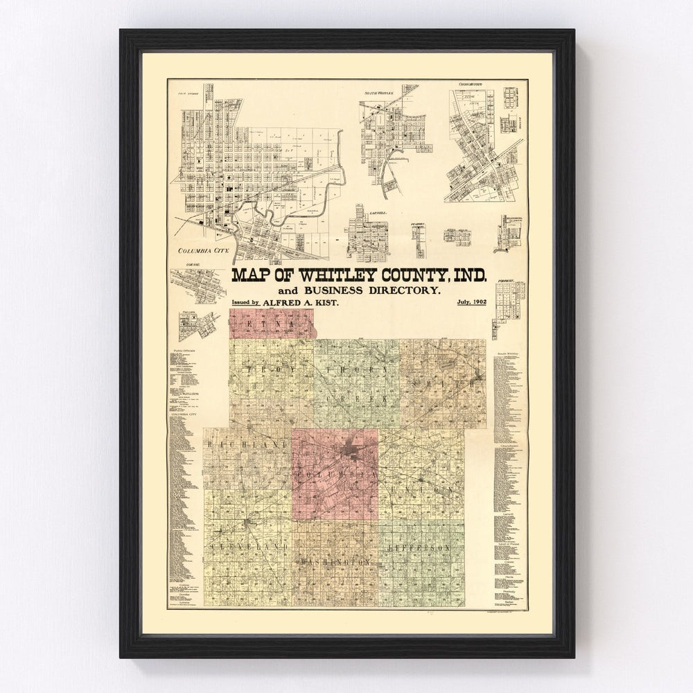 Whitley County Vintage Map 1902