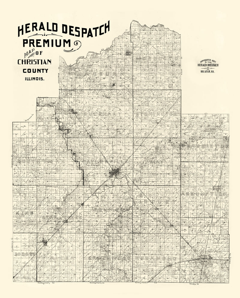 Size comparison using Vintage Map of Christian County, Illinois 1893