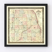 Kane County Vintage Map 1851