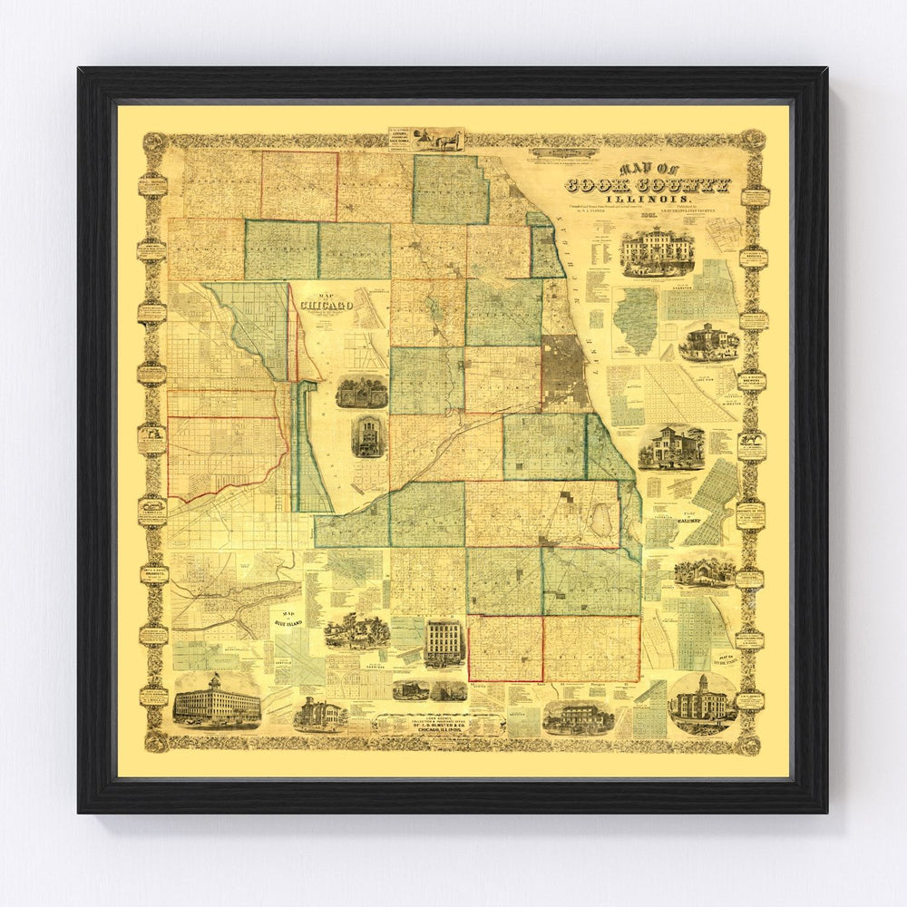 Cook County Vintage Map 1861