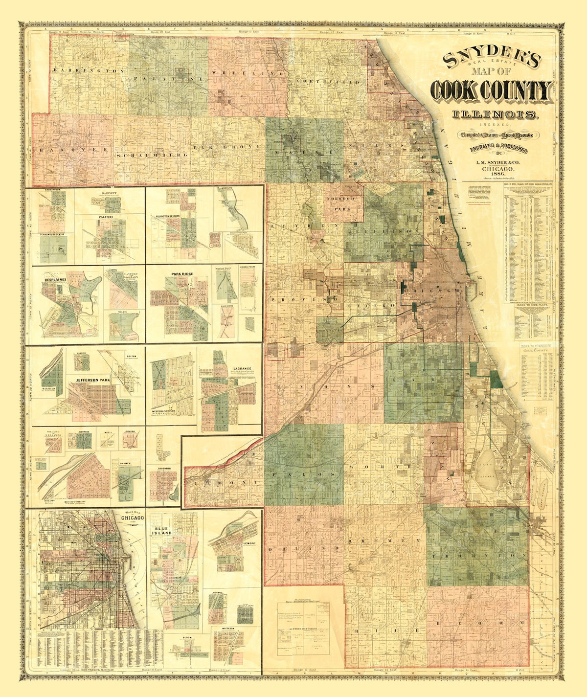 Preview of Vintage Map of Cook County, Illinois 1886