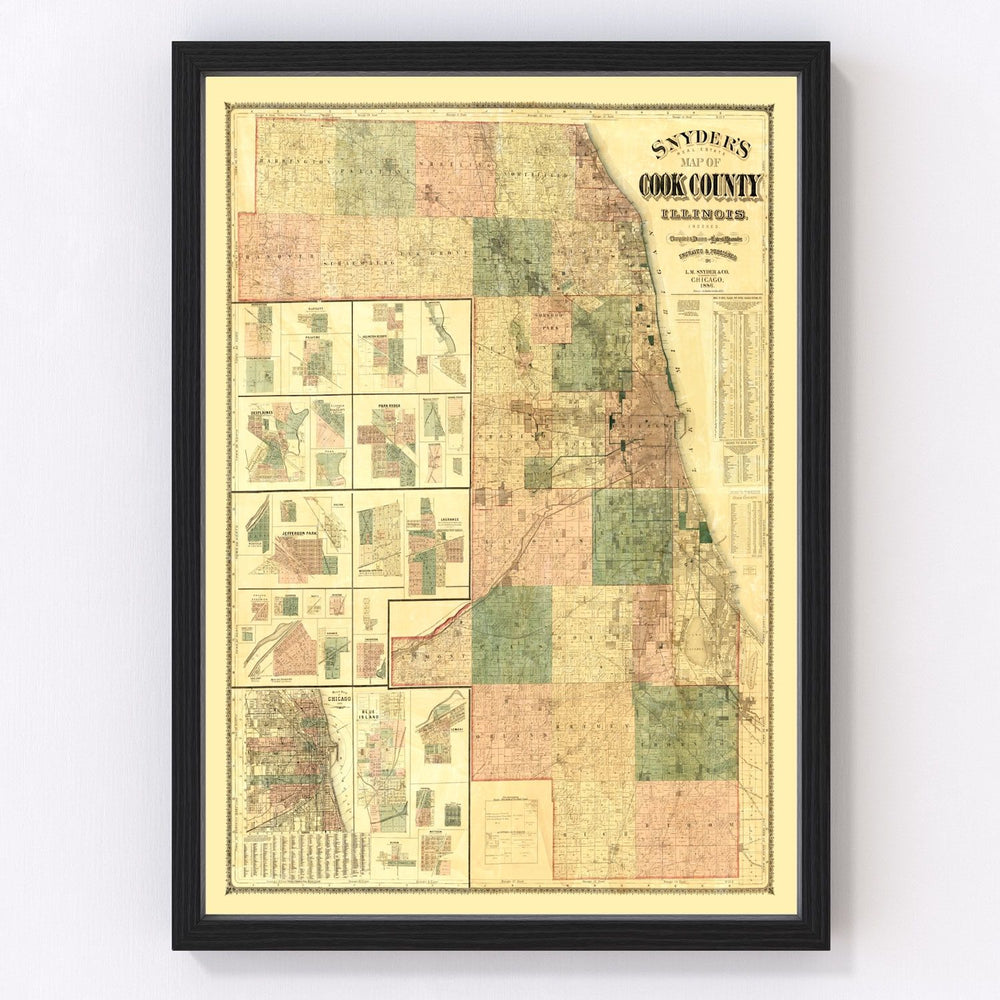 Cook County Vintage Map 1886