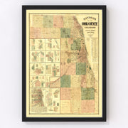 Cook County Vintage Map 1886