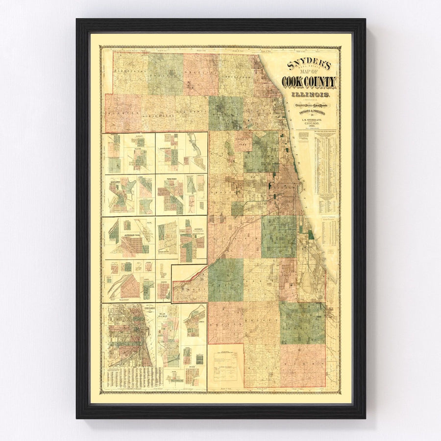 Cook County Vintage Map 1886