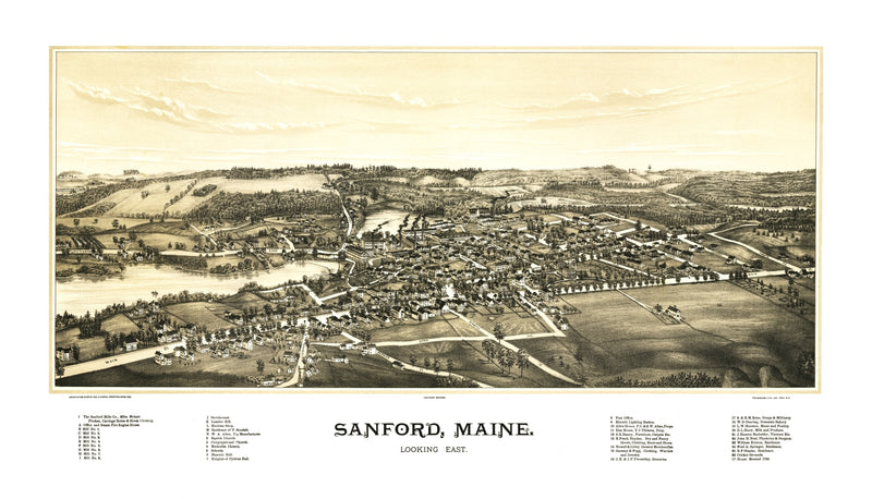 Size comparison using Vintage Map of Sanford, Maine 1889