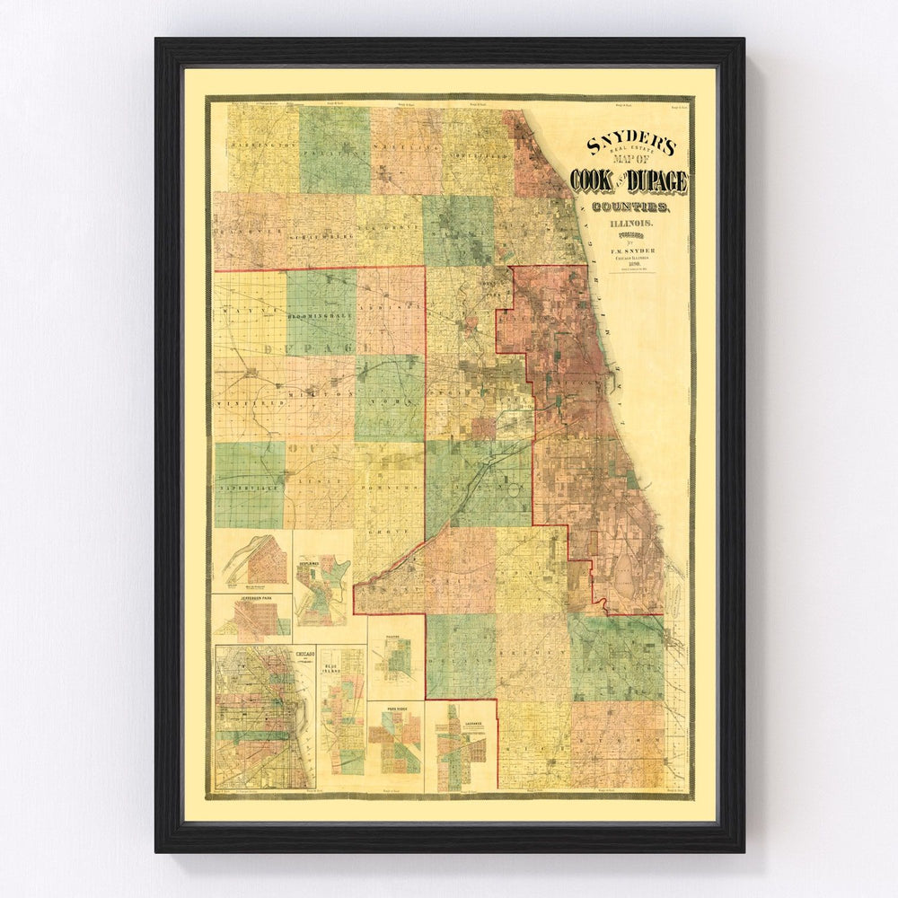 Dupage County Vintage Map 1890