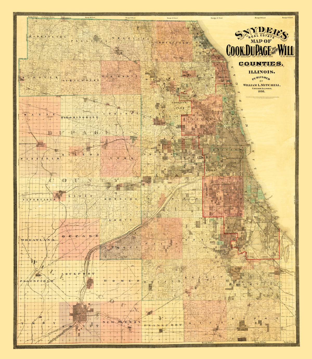 Preview of Vintage Map of Cook County, Illinois 1898