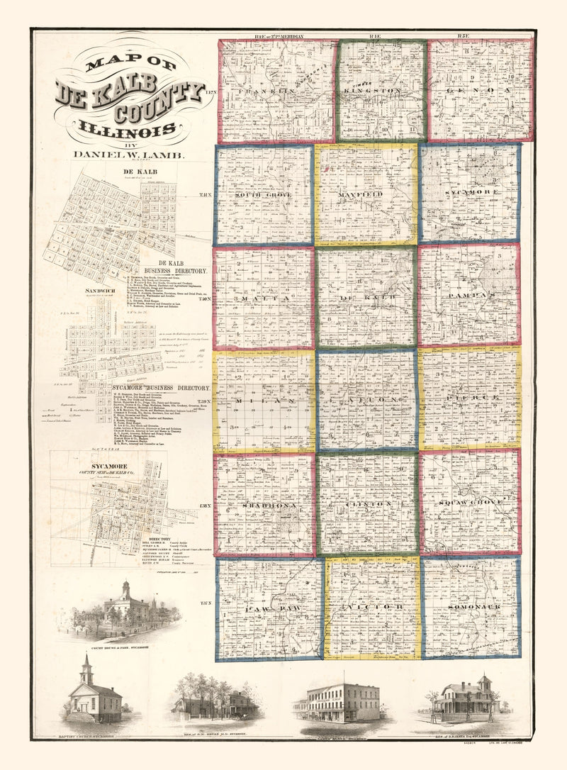 Size comparison using Vintage Map of De Kalb County, Illinois 1860