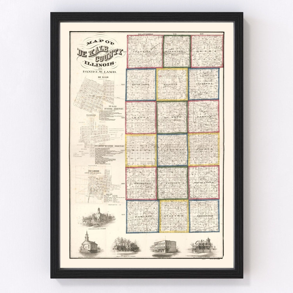 De Kalb County Vintage Map 1860