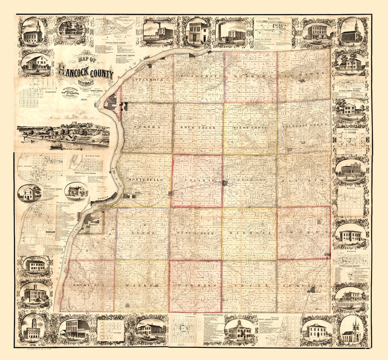 Size comparison using Vintage Map of Hancock County, Illinois 1859