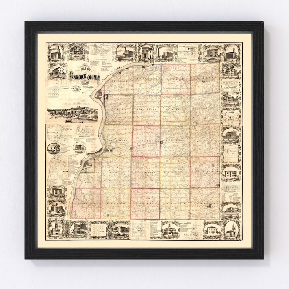 Hancock County Vintage Map 1859
